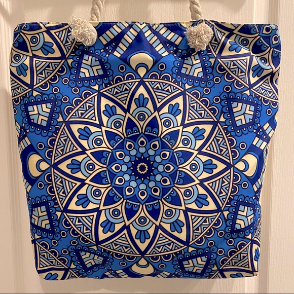 Blue Mandala Canvas Tote Shoulder Bag from GREECE - Picture 2 of 10